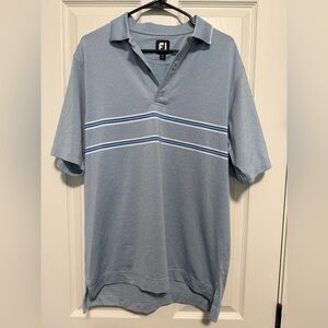 FootJoy Men's Light Blue Striped Golf Polo